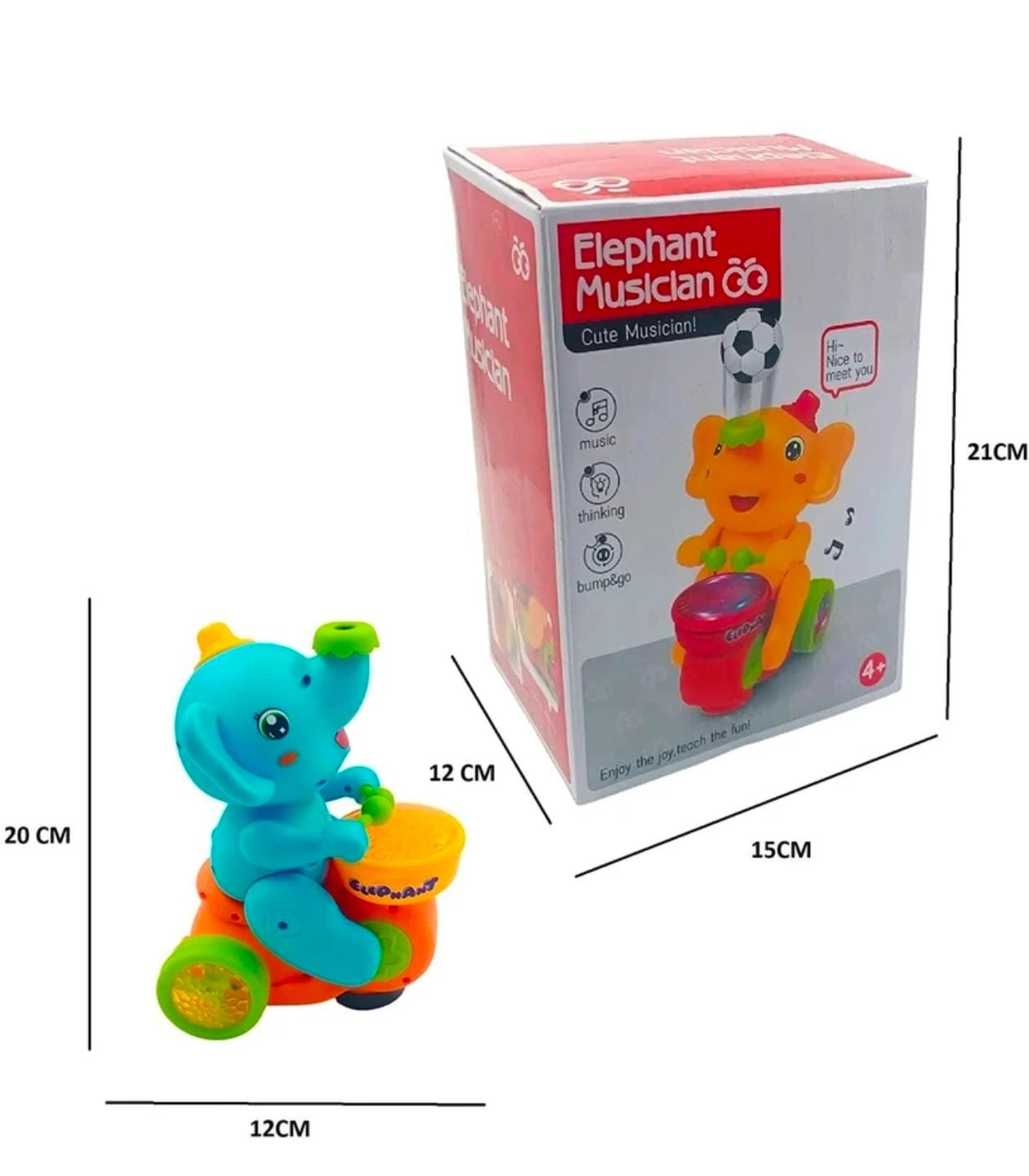 Musical dancing elephant toy for kids with lights music and ball