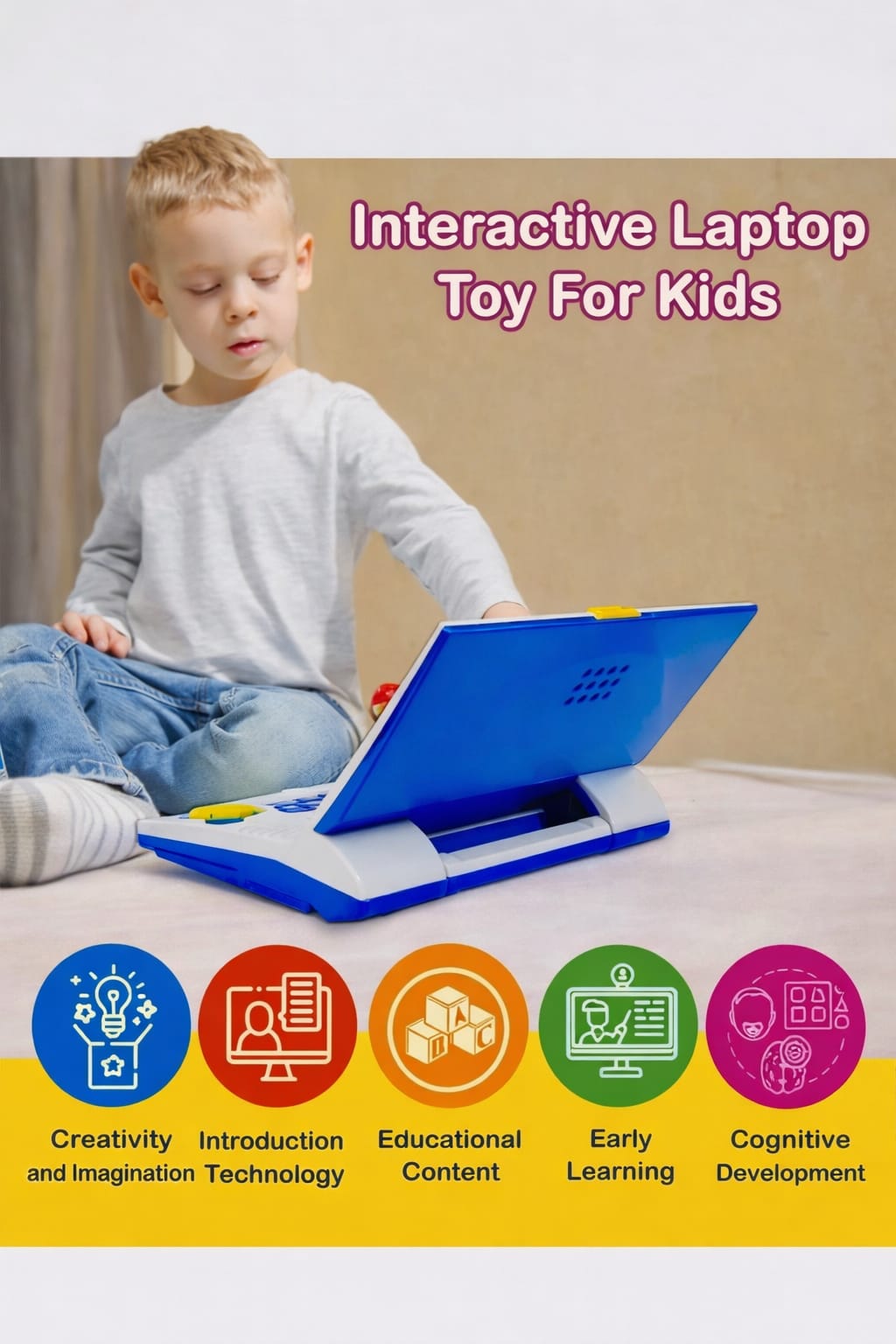 Kids educational learning laptop toy with keyboard for children age 3 to 5 years