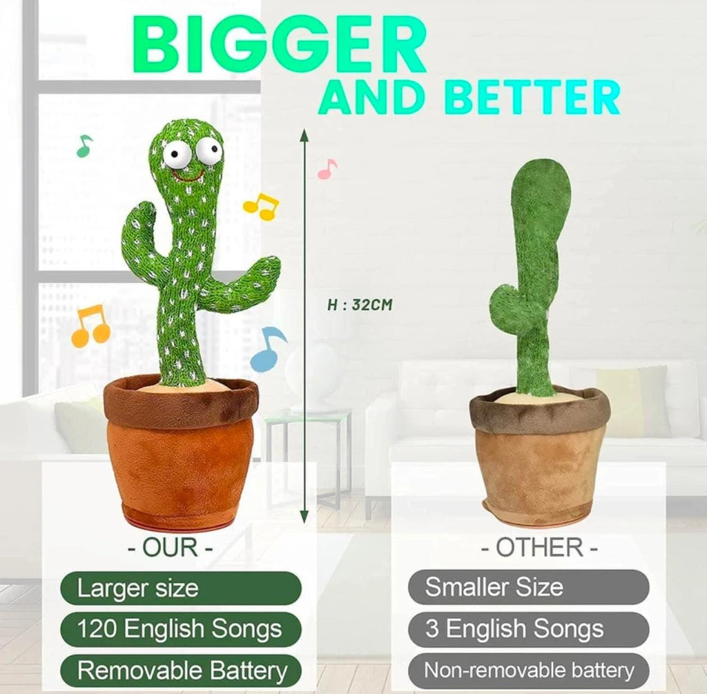 Talking dancing cactus toy for kids with repeat voice music and lights