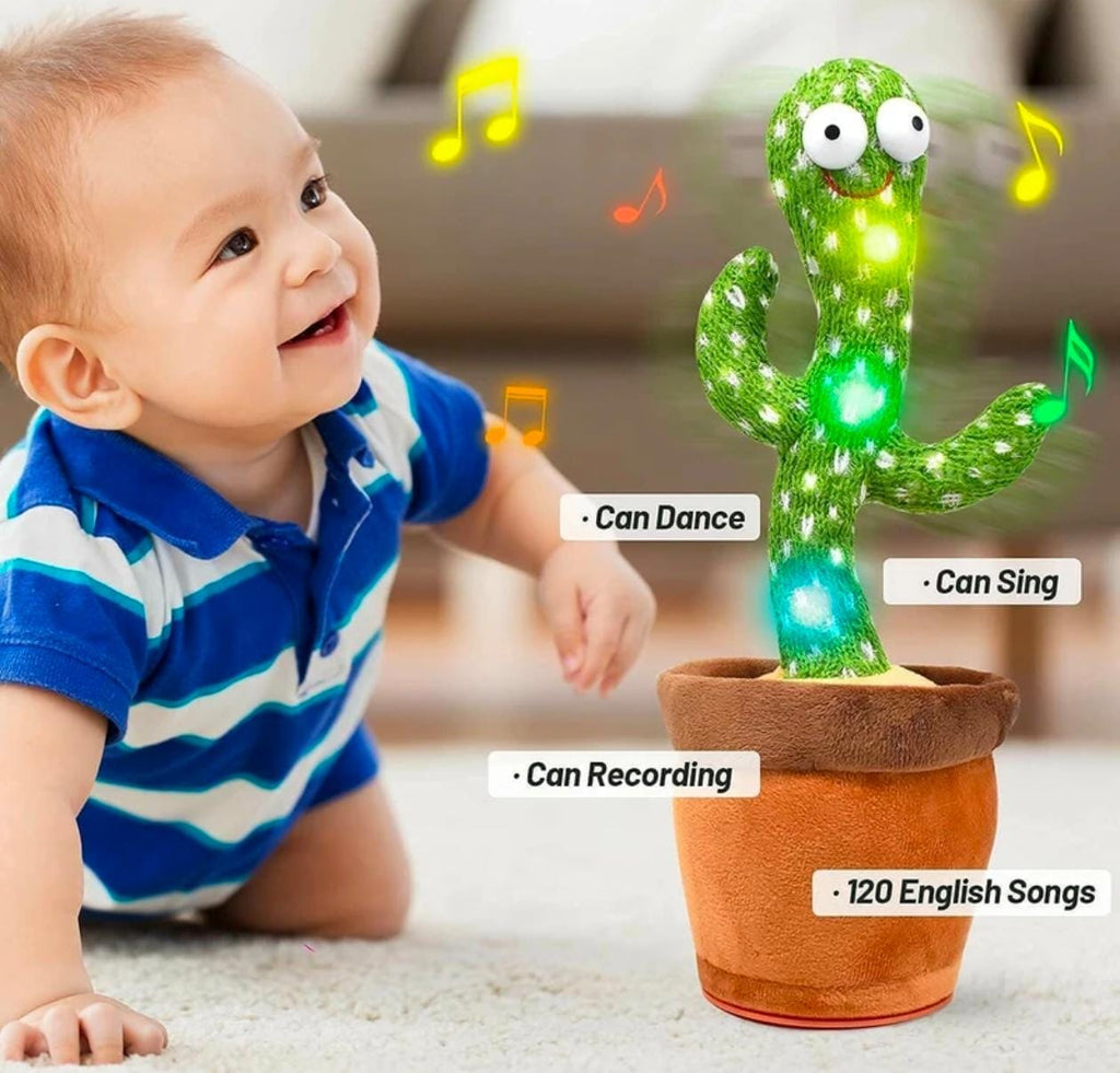 Talking dancing cactus toy for kids with repeat voice music and lights