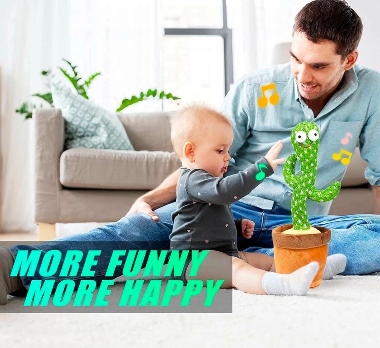 Talking dancing cactus toy for kids with repeat voice music and lights