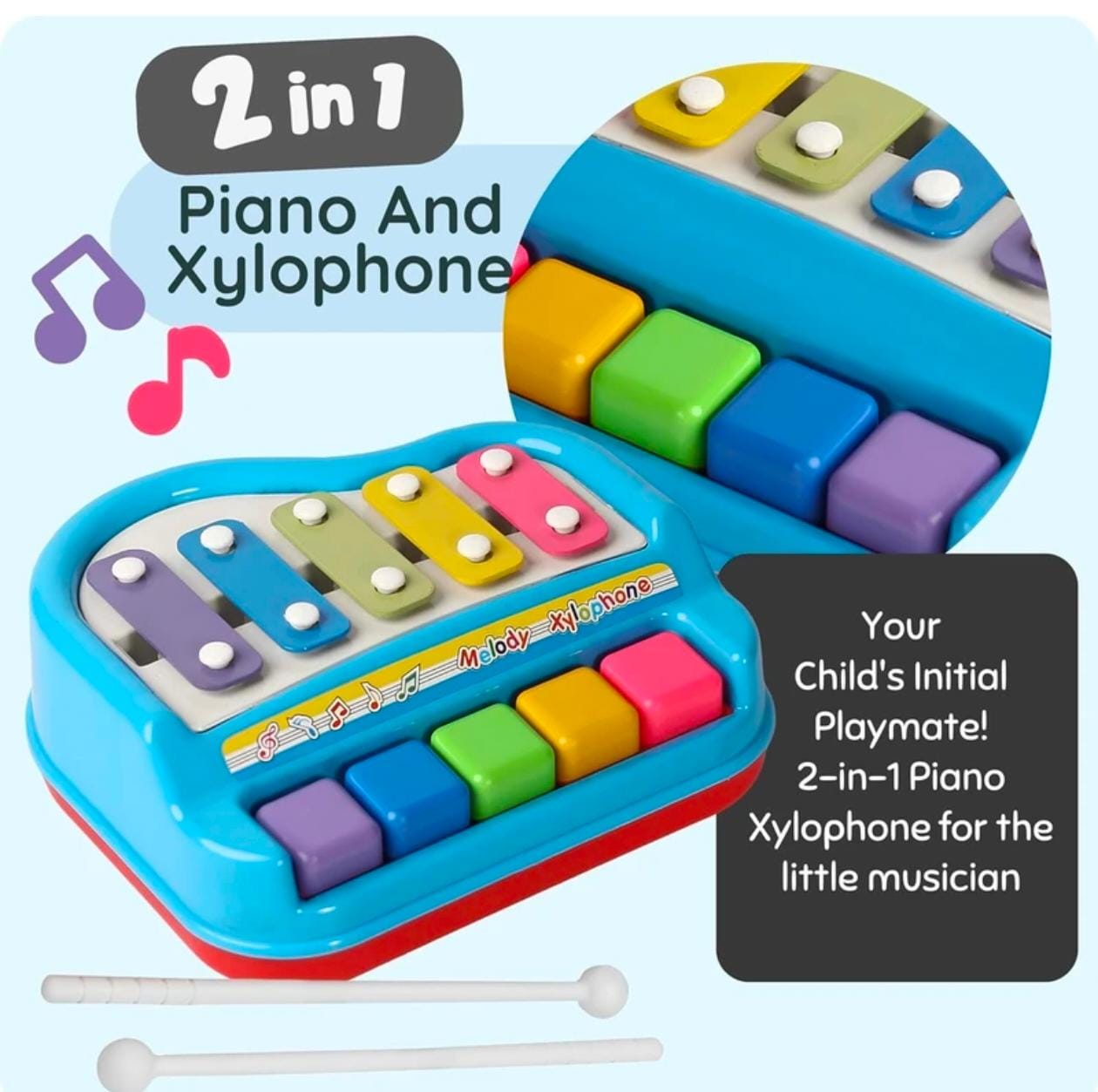 2 in 1 xylophone and piano musical toy for kids learning and fun